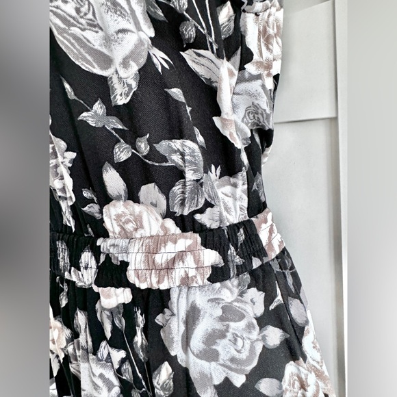 ARITZIA TALULA Roppongi Dress Floral Mini Dress Elastic Waist Black Size Small - Picture 13 of 14